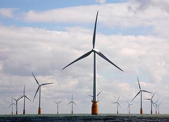 图2：英格兰的海上风力发电场。